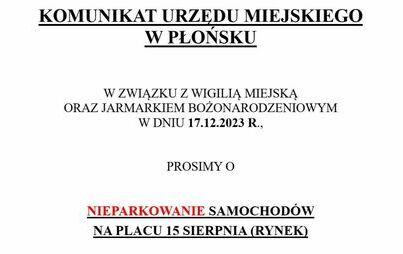 Zdjęcie do Komunikat Urzędu Miejskiego w Płońsku 