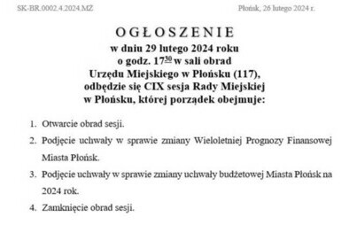 Zdjęcie do CIX sesja Rady Miejskiej w Płońsku