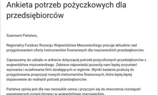 Zdjęcie do Pom&oacute;ż nam tworzyć lepsze wsparcie dla mazowieckich firm