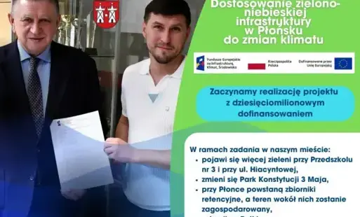 Zdjęcie do Zaczynamy realizację zadania Dostosowanie zielono-niebieskiej infrastruktury w Płońsku do zmian klimatu
