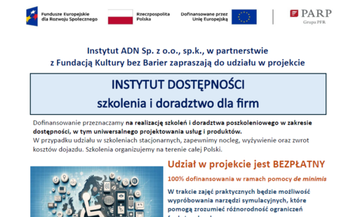 Zdjęcie do Spotkanie Informacyjno - promocyjne projektu Instytut Dostępności &ndash; szkolenia i doradztwo dla firm
