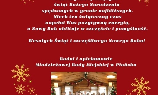 Zdjęcie do Życzenia Świąteczne Młodzieżowej Rady Miejskiej w Płońsku