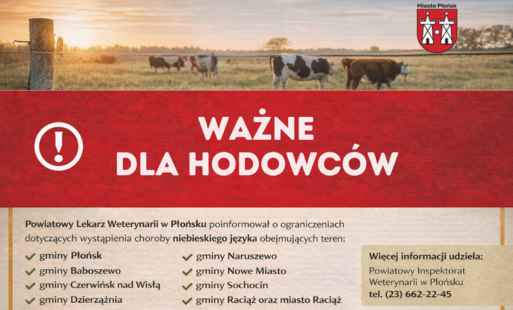 Zdjęcie do Ważna informacja dla hodowc&oacute;w z terenu Miasta Płońsk