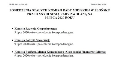 Zdjęcie do Posiedzenie stałych komisji Rady Miejskiej w Płońsku
