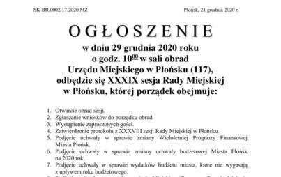 Zdjęcie do XXXIX sesja Rady Miejskiej