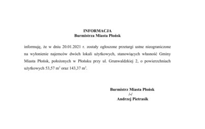 Zdjęcie do INFORMACJA Burmistrza Miasta Płońsk