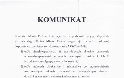 Zdjęcie do Komunikat dotyczący szczepień przeciwko wirusowi SARS-COV-2