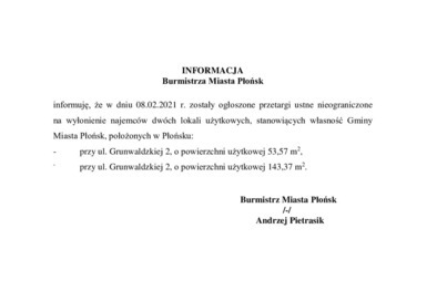 Zdjęcie do Informacja Burmistrza Miasta Płońsk