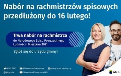 Zdjęcie do  Przedłużony termin naboru kandydat&oacute;w na rachmistrz&oacute;w spisowych &ndash; do dnia 16 lutego 2021 r.