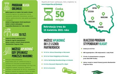 Zdjęcie do Program stypendialny &bdquo;Klasa&rdquo; Fundacji BNP Paribas