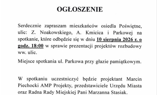 Zdjęcie do Spotkanie z mieszkańcami dotyczące rozbudowy ulic