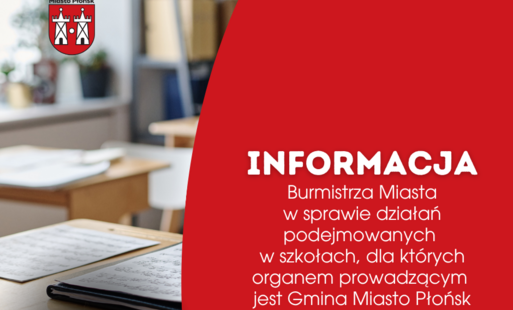Zdjęcie do Informacja Burmistrza Miasta w sprawie działań podejmowanych w szkołach, dla kt&oacute;rych organem prowadzącym jest Gmina Miasto Płońsk